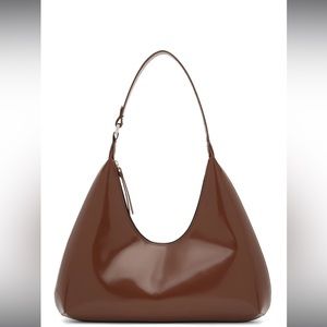 By Far Brown Amber Shoulder bag. Polished leather. Silver hardware.
